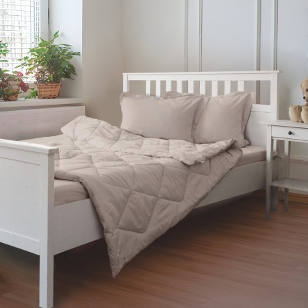 ПОСТЕЛЬНОЕ БЕЛЬЁ САТИН С ОДЕЯЛОМ 2 НАВОЛОЧКИ БЕЖЕВЫЙ