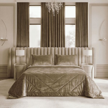 БАРХАТНОЕ ПОКРЫВАЛО БЕЖЕВЫЙ